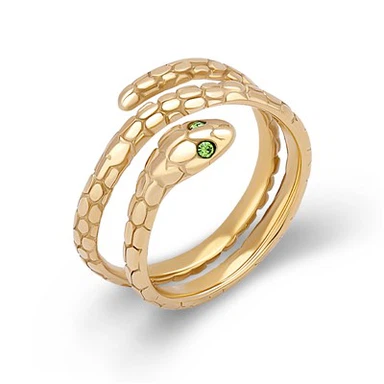 Anel de Cobra Olhos Verdes
