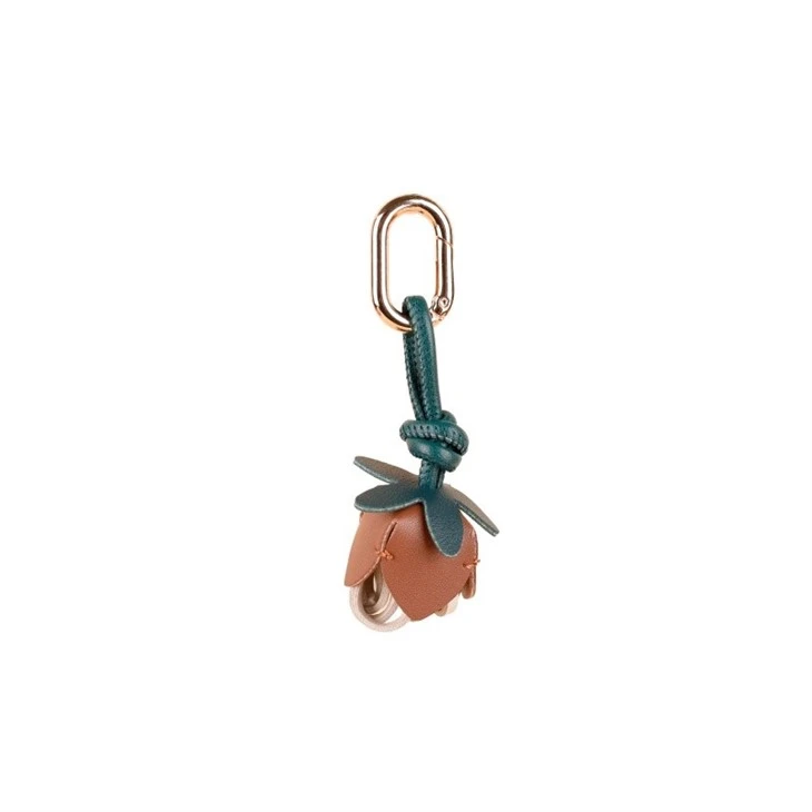 Chaveiro cor-de-rosa luxuoso|Charme em botão de flor em couro elegante