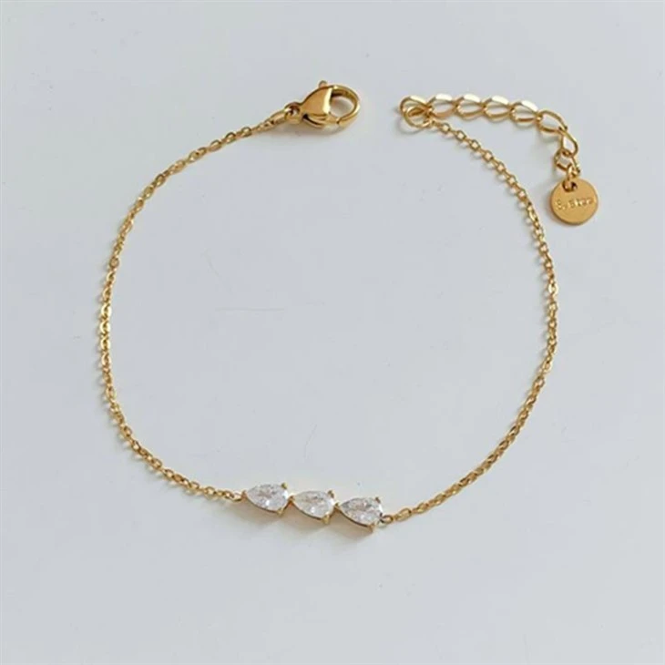 Colorful Pear Zircon Chain Bracelet