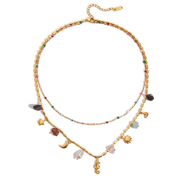Hippocampus Multi Charm Layered Necklace high quality