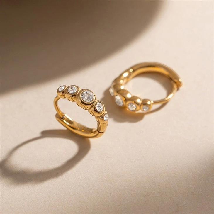 Round Rhinestones Hoop Earrings high quality