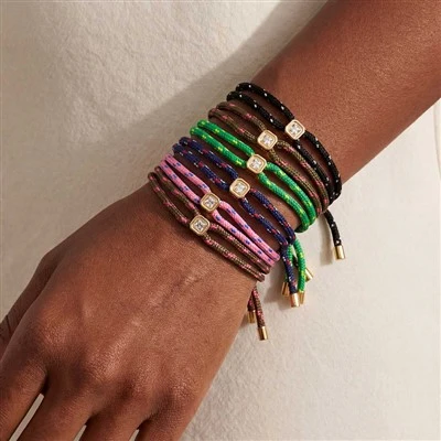 Pulseira ajustável de cordão trançado multi-cor