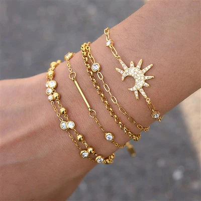 Pulseiras de zircão com charme celestial