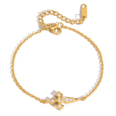 Pulseira com pingente de zircão cruzado