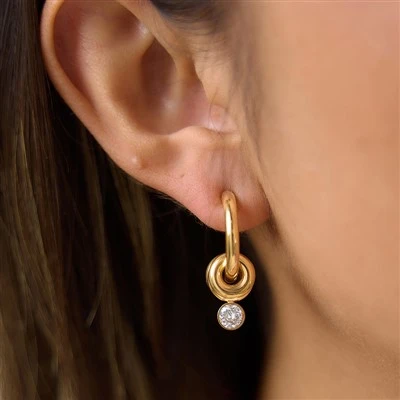 Brincos de argola CZ Drop Interlock