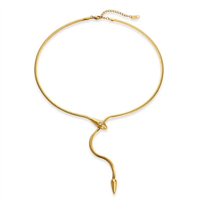 Colar em forma de Y com corrente de cobra CZ