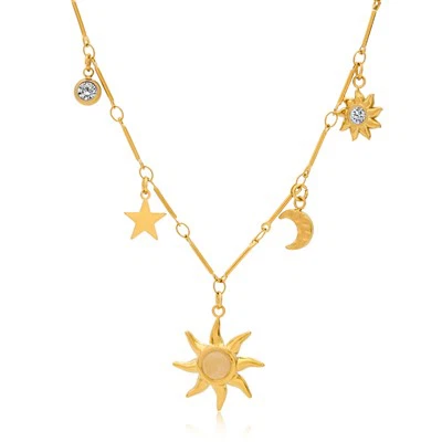 Colar Moonstone Lua Sol Estrela
