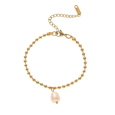 Pulseira de corrente com contas de pérola
