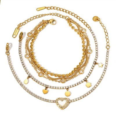 Pulseiras de zircão de aço inoxidável polido