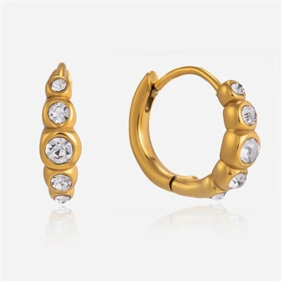 Brincos de argola redondos com strass