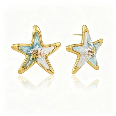 Brincos de resina estrela do mar