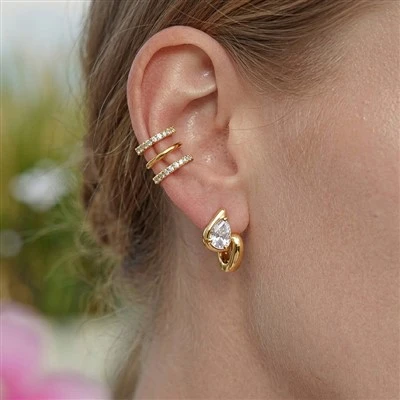 Brincos de argola mínimos Teardrop CZ Huggie