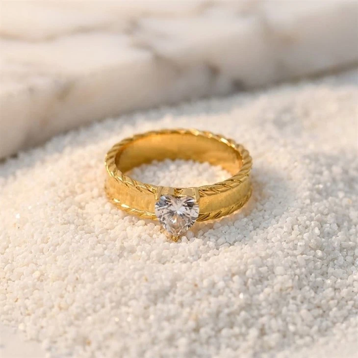 Wide Band Two Stone CZ Ring high quality